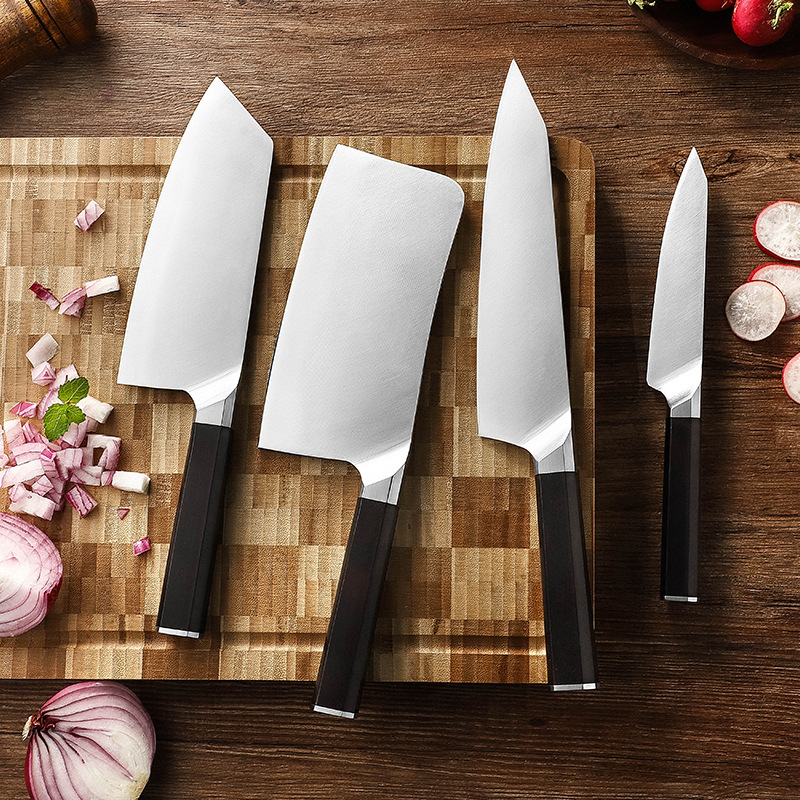 German imported stainless steel knives, Western-style chef knives, kitchen knives, slicing knives, meat knives, ebony handles, cutting knives Application Scenario