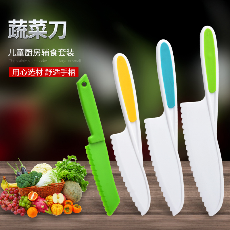 Children's plastic knife for peeling fruits and vegetables, fruit and vegetable knife that won't hurt hands, special fruit toy knife for early education in kindergartens details Picture