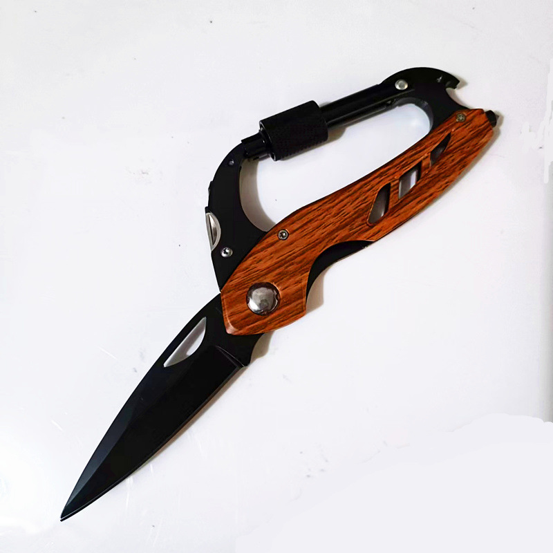 New aluminum alloy and stainless steel outdoor five-in-one tool, mountaineering buckle folding knife, promotional gift knife undefined