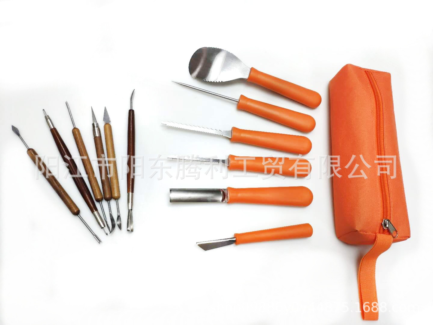 12-piece set of Halloween PP plastic wooden handle carving tools, pumpkin fruit carving knife, creative stainless steel undefined