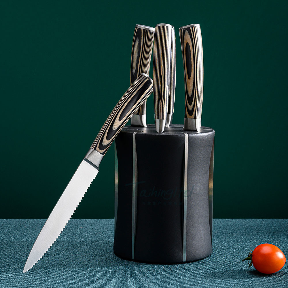 New product 6pcs stainless steel set Western Steak knife, Nordic steak knife set, multi-color wooden handle full figure