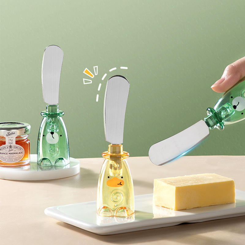 Cute stainless steel butter knife, butter knife, cheese dessert spreading knife, jam spreading knife, mini standing spatula full figure
