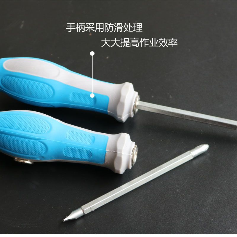 Blue rubber-handled 4-inch three-purpose screwdriver, manual tool, cross flat-head screwdriver Application Scenario