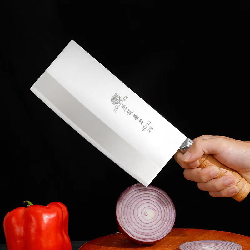Household kitchen knife, stainless steel kitchen knife, hotel and restaurant special wooden handle chef knife, mulberry knife, slicing knife, sharp meat cutting knife Specification drawing