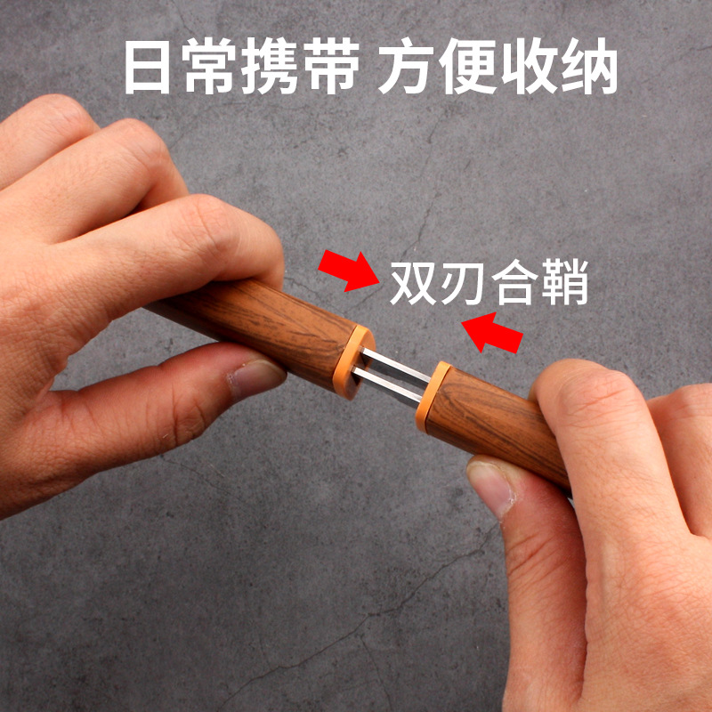Dragon and Phoenix Double Knife Portable Fruit Knife, Household stainless steel knife, Outdoor Mandarin Duck Double Knife Meat Knife, internet-famous knife details Picture