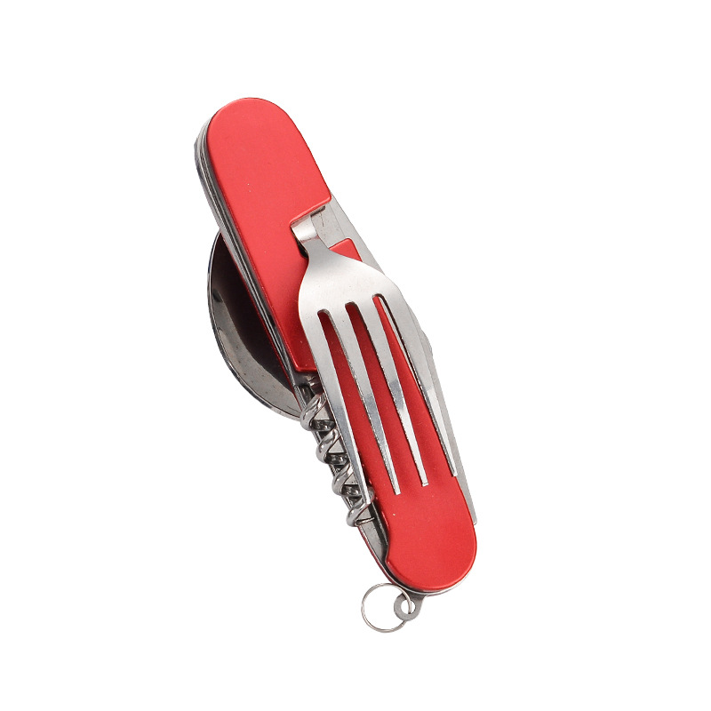 Mini foldable and detachable combination outdoor mountaineering and travel tableware, multi-opening aluminum handle outdoor knives, gift fruit knives undefined