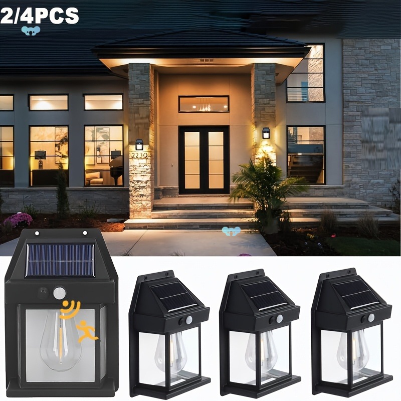 2/4PCS Motion Sensor Garden Light, Solar WAll Lights, Porch full figure