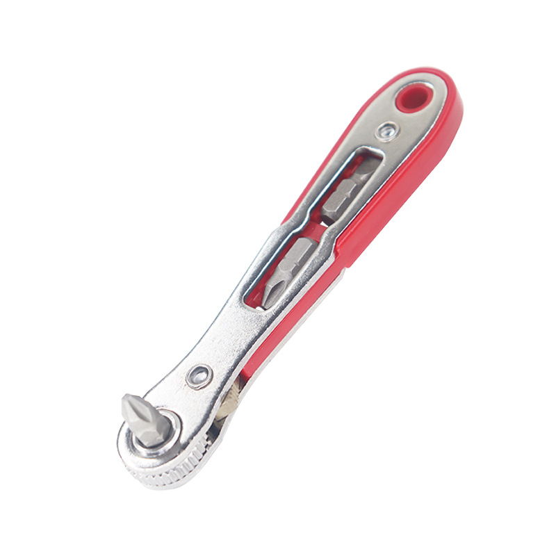 Ultra-short screwdriver set, narrow space ratchet screwdriver, right-angle wrench, multi-functional forward and reverse wrench set Item Picture