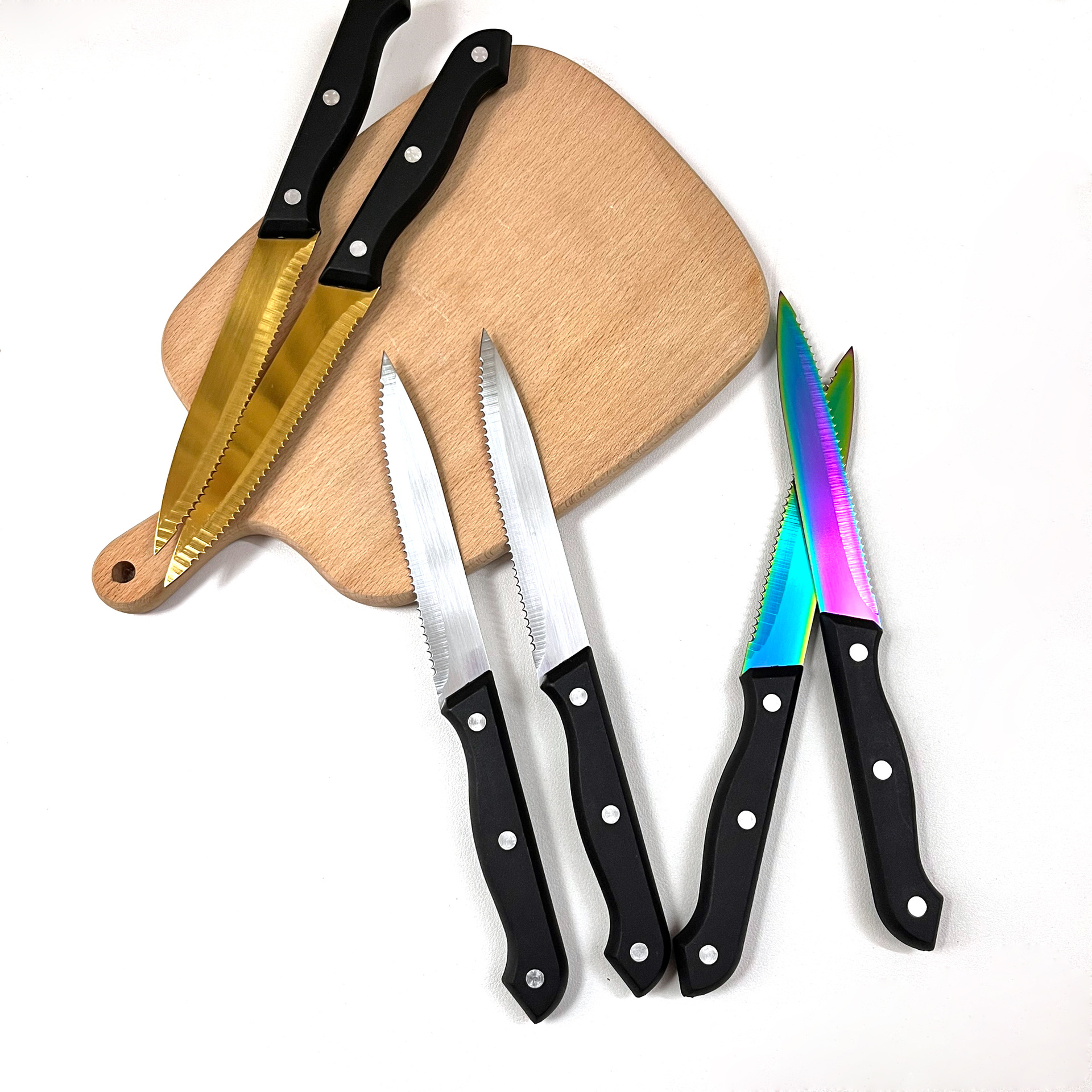 Manufacturer's in-stock stainless steel steak knife, 5-inch pointed tip, aluminum nail, PP handle, bright steak knife, special for Western cuisine full figure