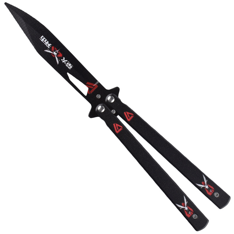 All-steel professional folding butterfly knife, uncut butterfly practice toy knife, safety CSGO peripheral, fancy swing hand knife Item Picture