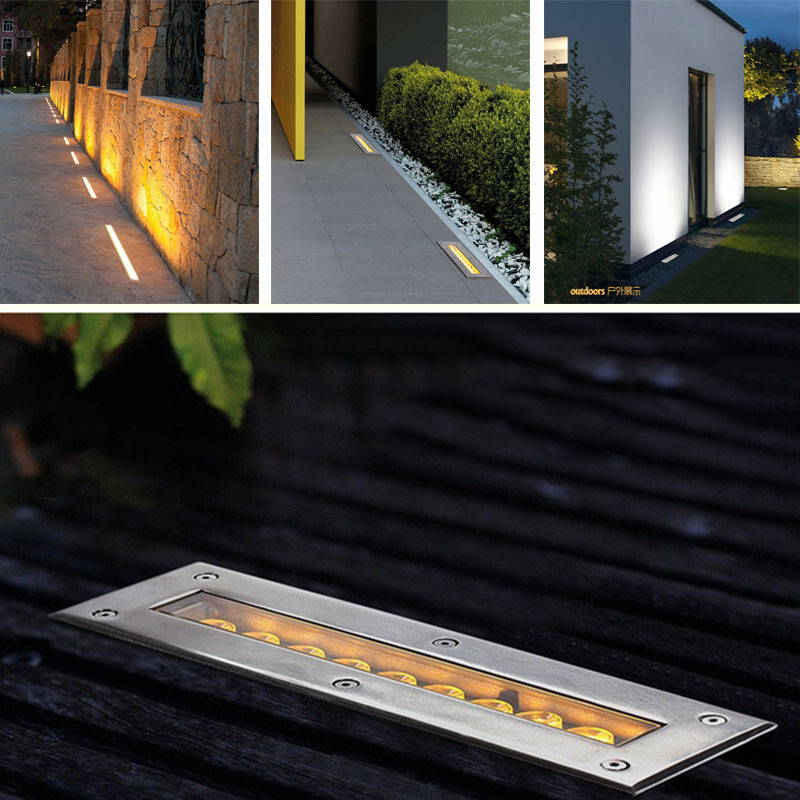 led long strip ground lights, embedded ground lights, outdoor waterproof garden light strips, ground light strips, strip shape, 220V 24V Specification drawing