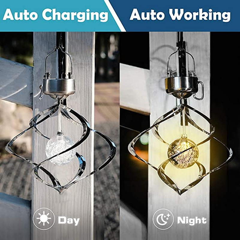 Solar wind chime light, outdoor waterproof courtyard wind rotating light, LED seven-color color-changing light, villa decorative landscape chandelier Application Scenario