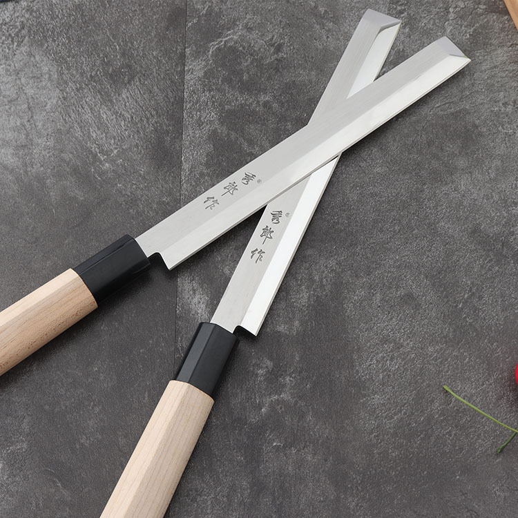 Japanese cuisine knife, willow blade knife, flat head sashimi knife, raw fish knife, salmon cutting knife, fish knife, sushi knife, kitchen knife Application Scenario
