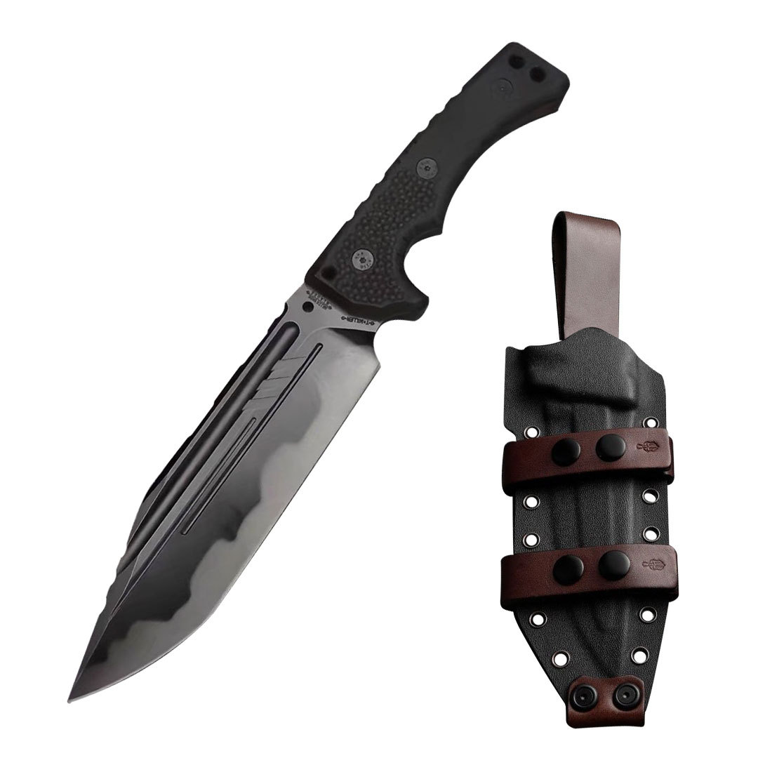 Miller Brothers Outdoor Straight knife, high-hardness one-piece camping survival knife, sharp stainless steel portable self-defense tactical knife Item Picture