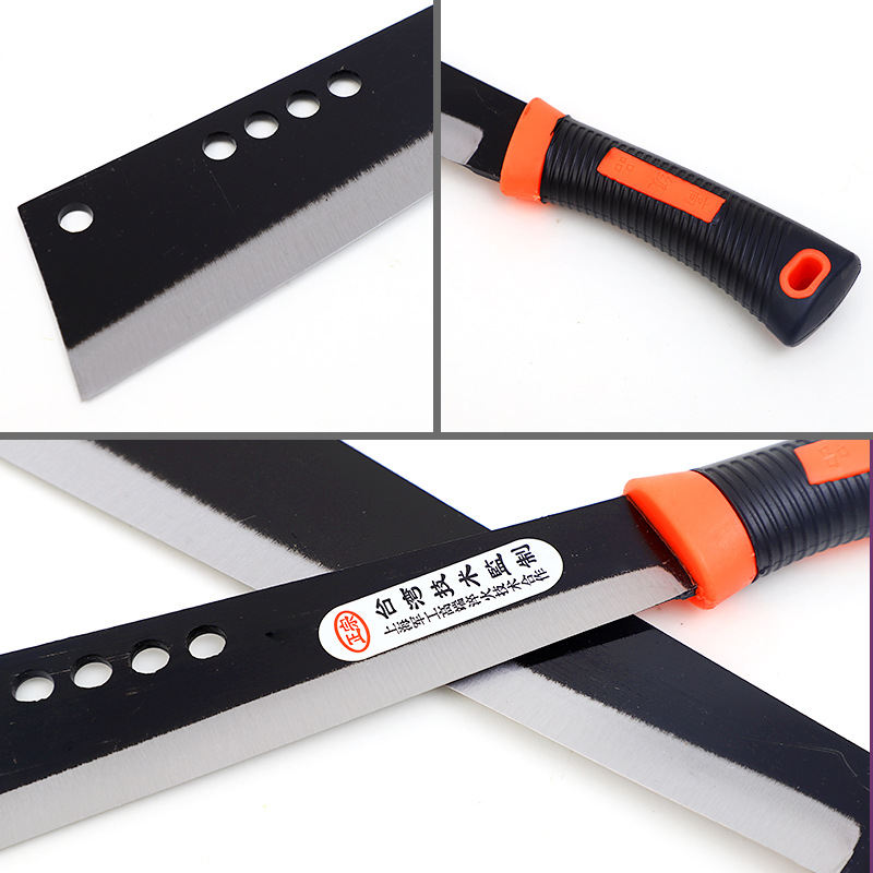 Wholesale of manganese steel double-color large sheet knives, woodcutting knives, outdoor tree cutting knives, mountain cutting knives, and agricultural and garden manganese steel long sheet knives Specification drawing