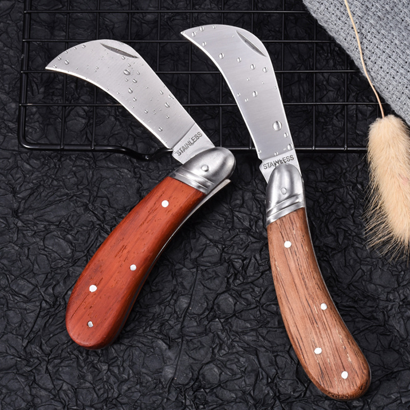 Red pear curved blade knife, folding electrician knife, carpet knife, 3CR13 stainless steel folding knife details Picture