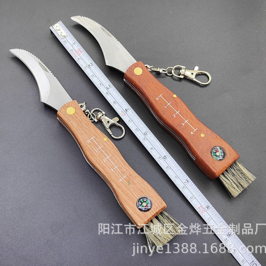 Factory direct sales of rosewood mushroom knives, gift knives, outdoor knives, wooden handle folding knives with brushes Application Scenario