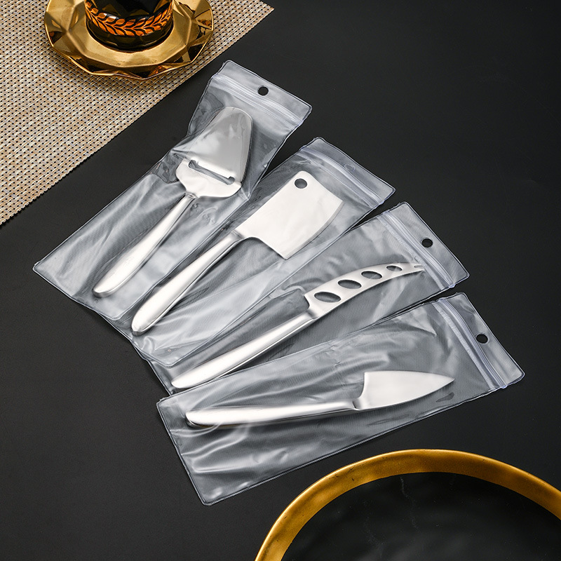 Stainless steel cheese knife, cake and cheese knife, four-piece set, multi-functional pointed knife, Western cuisine baking, bread, butter and butter knife details Picture