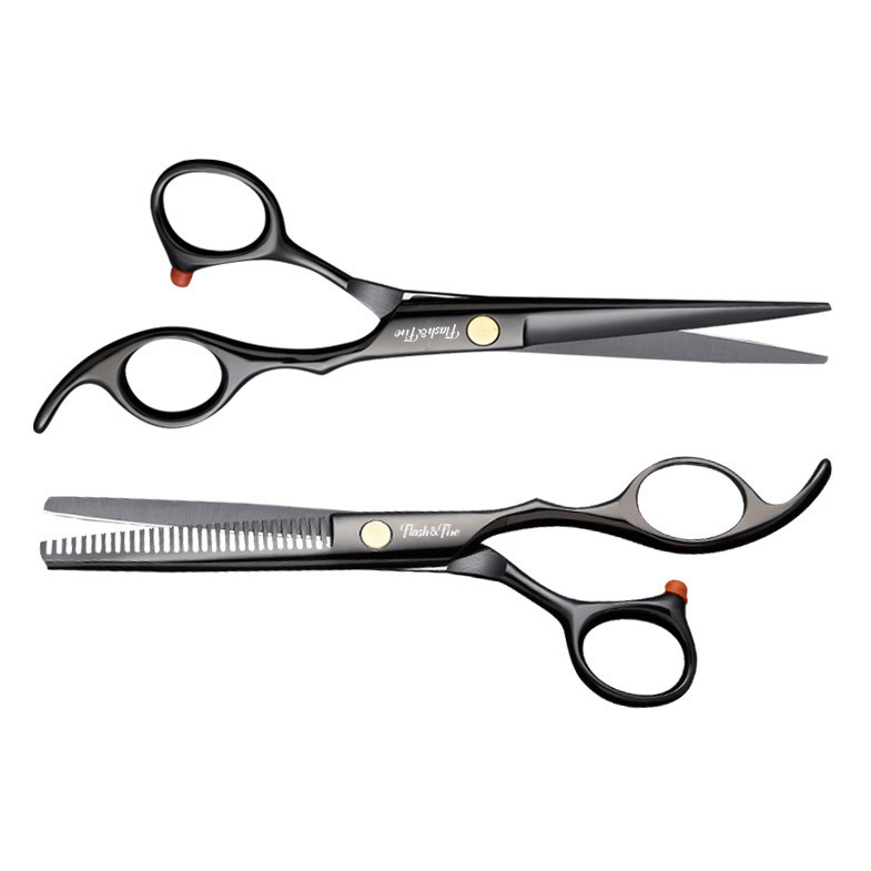 Wholesale of black, colorful and blue professional hairdressing scissors and hair cutting scissors sets details Picture