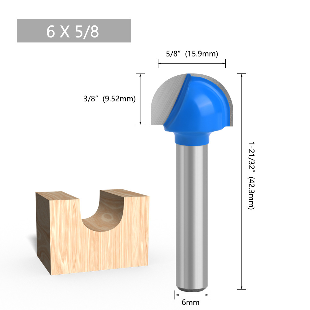 Blue 1/4, 6-piece round-bottom knife, woodworking semi-circular relief knife, round-bottom lace knife, round-head engraving machine ball knife undefined