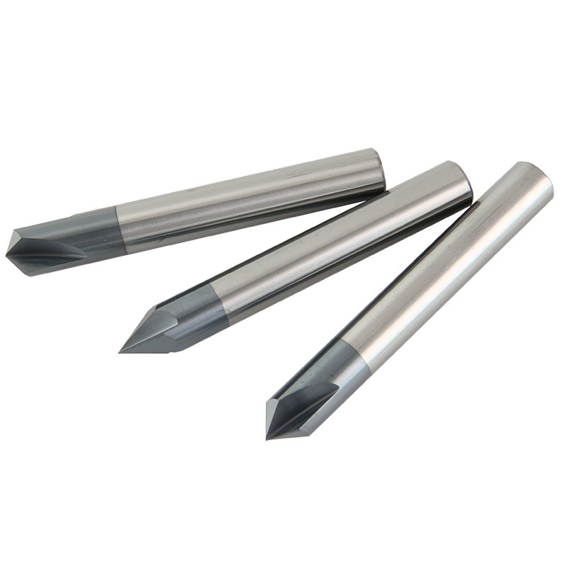 Tungsten steel centering drill 6090120 degree aluminum three-edge chamfering knife, helical groove hard alloy three-edge chamfering knife Item Picture