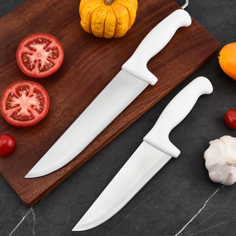 Round big white handle butcher knife, restaurant cooking chef knife, various styles of stainless steel fruit knife, kitchen cutting knife set Application Scenario