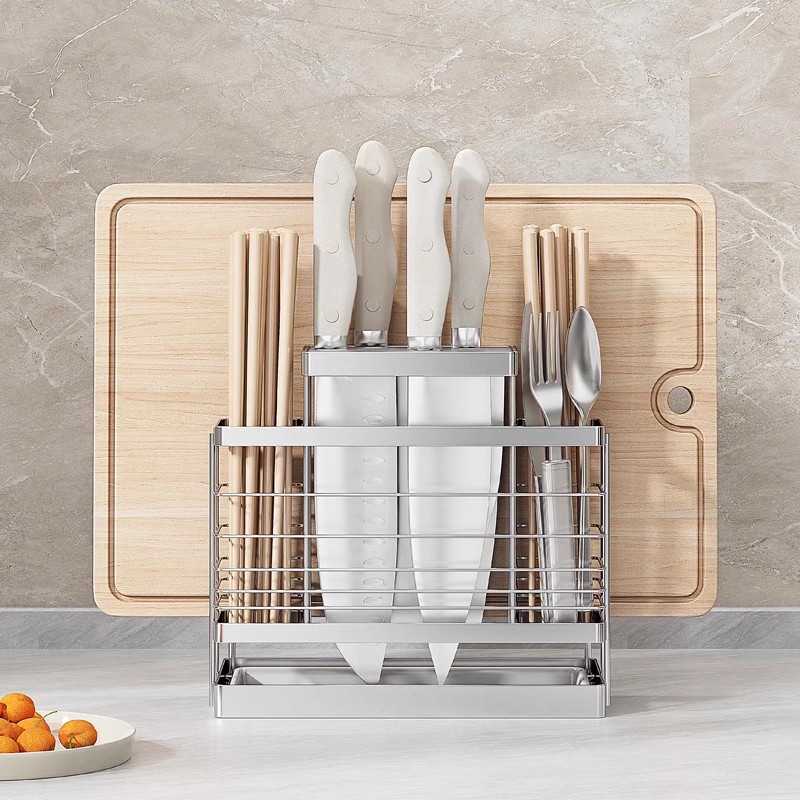 304 stainless steel knife rack, household kitchen knife rack, knife holder box, knife storage rack, storage rack K-168 details Picture
