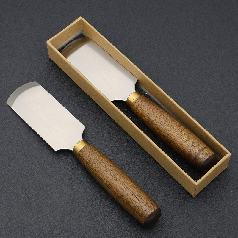 Leather thinning knife D2 made of steel, sharp and durable, with a round, flat and beveled edge. It is a diy handcrafted leather cutting tool Specification drawing