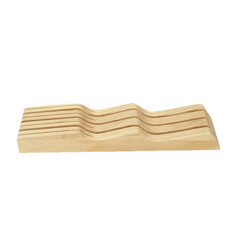 Wooden drawer-type knife rack, solid wood base, horizontal kitchen knife storage rack, Western-style dining knife wooden tray, and organizing rack Item Picture