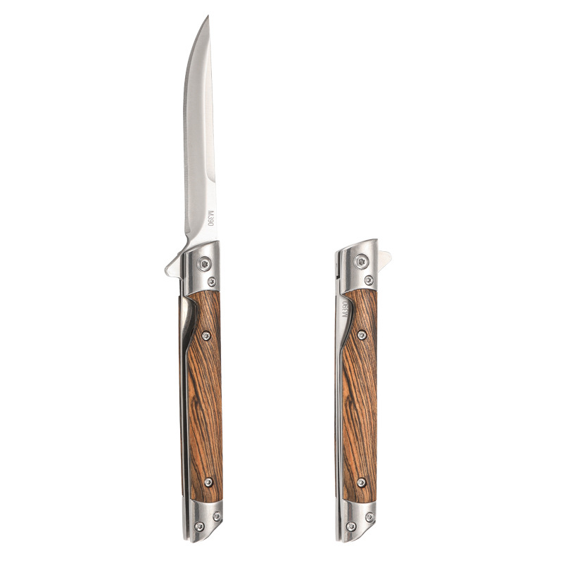 Malaysian leather-textured folding knife, multi-purpose outdoor camping quick-opening knife, stainless steel portable high-hardness folding knife undefined