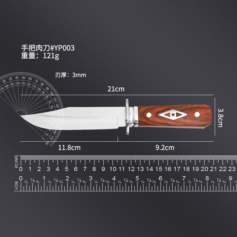 2025 New model knife, high-hardness steel outdoor knife, camping stainless steel multi-purpose modern and simple knife, solid wood wholesale Specification drawing