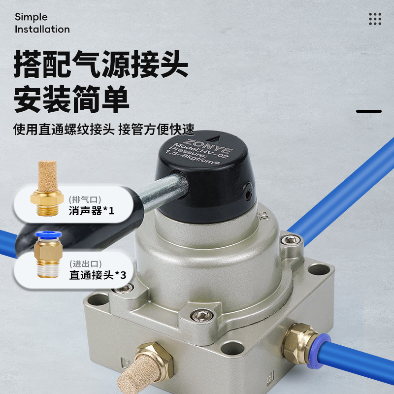 Pneumatic rotary valve HV-02-03-04 cylinder control reversing switch manual valve HV200-02B/D hand-operated valve details Picture