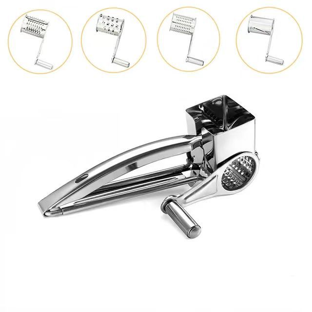 Stainless steel cheese grater, hand-cranked and rotating cheese grater, kitchen creative cheese grater, household stock full figure