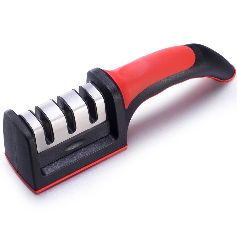Household handheld three-section whetstone, kitchen small tools, multi-functional quick knife sharpener, knife sharpening tools factory wholesale Item Picture