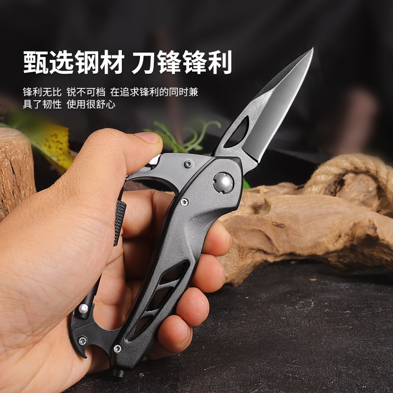 Hongfeng's new multi-functional knife, outdoor camping and mountain climbing buckle, multi-functional quick-hang safety buckle, folding knife details Picture