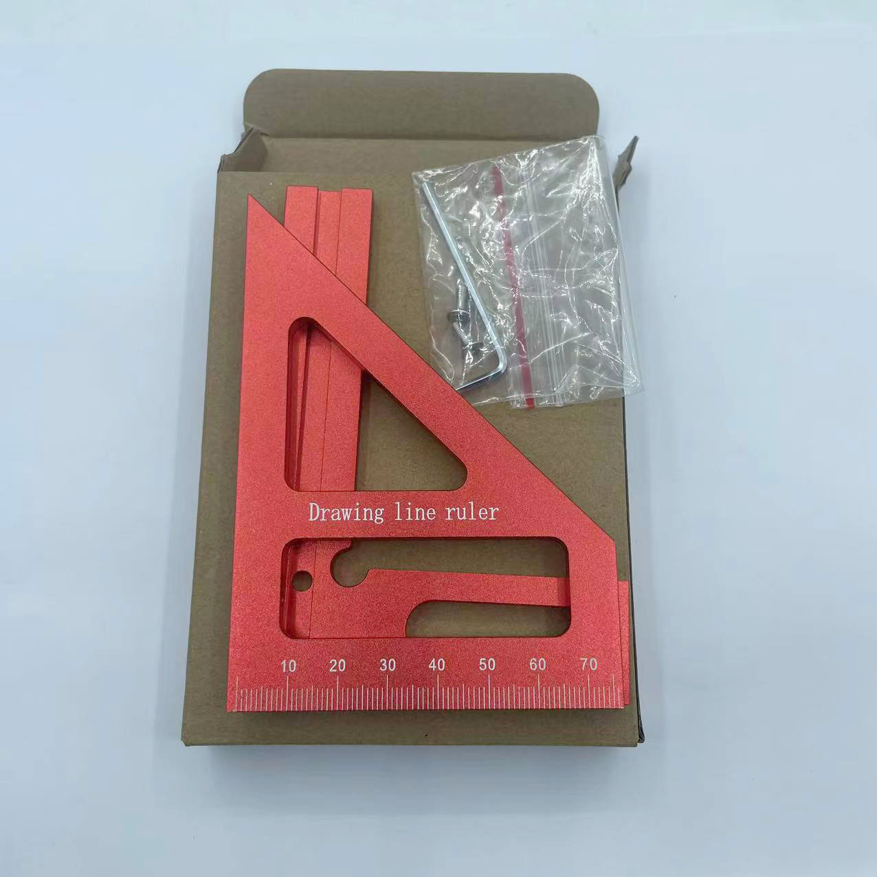 Multi-functional right Angle square, woodworking marking ruler, right Angle square, set square, woodworking aluminum alloy marking tool Application Scenario