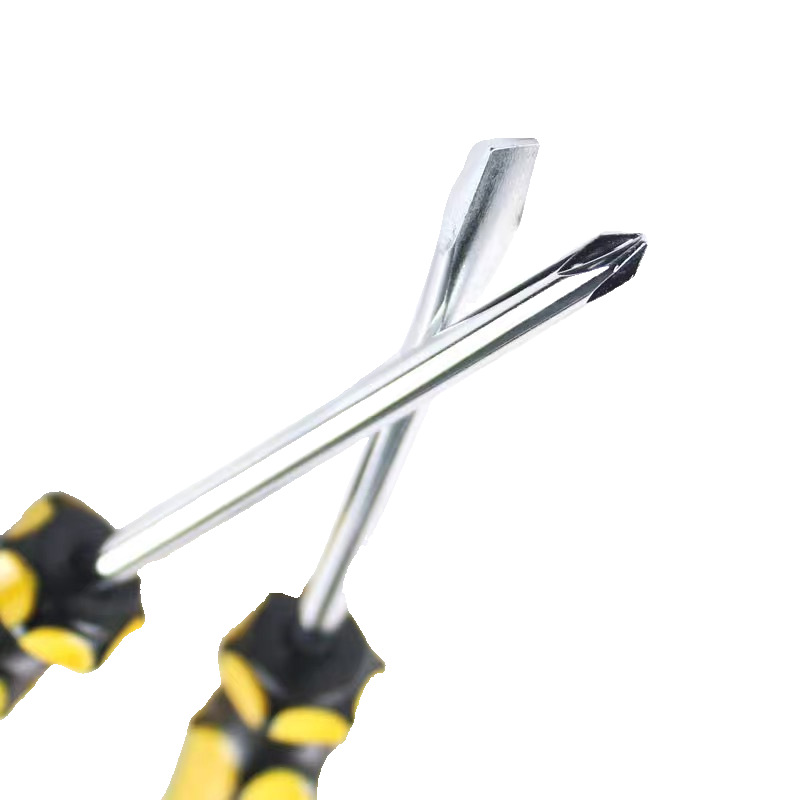 Wholesale carbon steel screwdrivers 5X75 cross-shaped, 3-inch yellow and black handle with magnetic household screwdriver Application Scenario