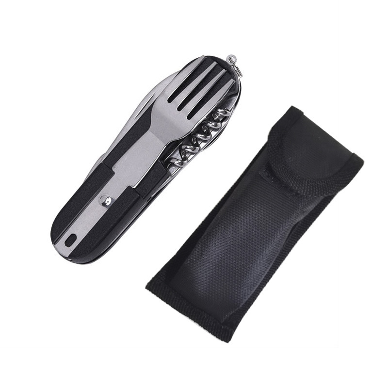 Portable tableware, outdoor tableware, camping folding knife, fork and spoon combination tableware, multi-functional folding tableware three-piece set undefined