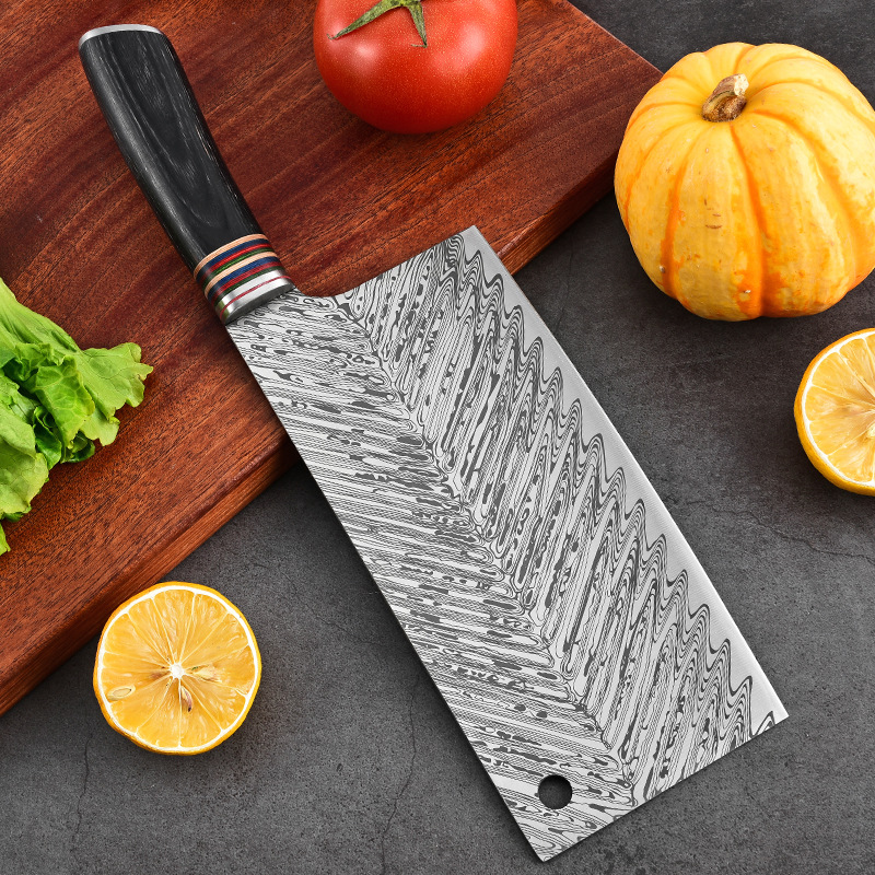 Source factory etched fishbone pattern set of kitchen knives, ladies' kitchen household meat slicing knives, super sharp knives wholesale Specification drawing