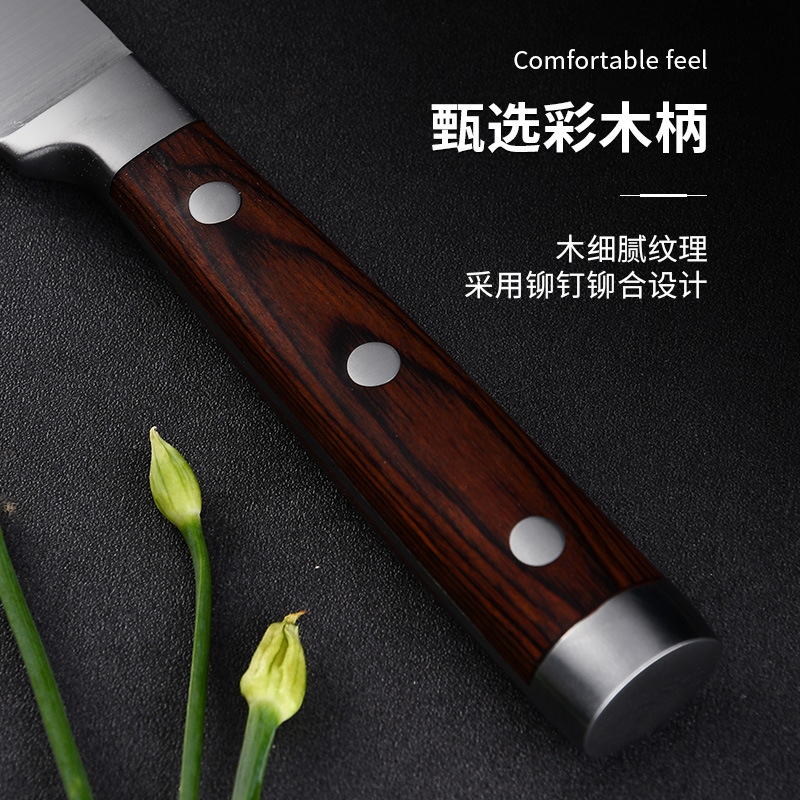 Foreign trade serrated steak knife, cross-border Western cuisine knife, steak cutting knife, colored wooden handle fruit knife, sharp knife manufacturer in stock Application Scenario
