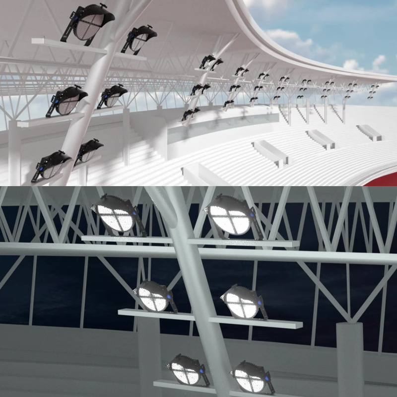 Manufacturer's LED circular stadium lights, outdoor high-power stadium high mast lights, engineering wharf outdoor waterproof floodlights details Picture
