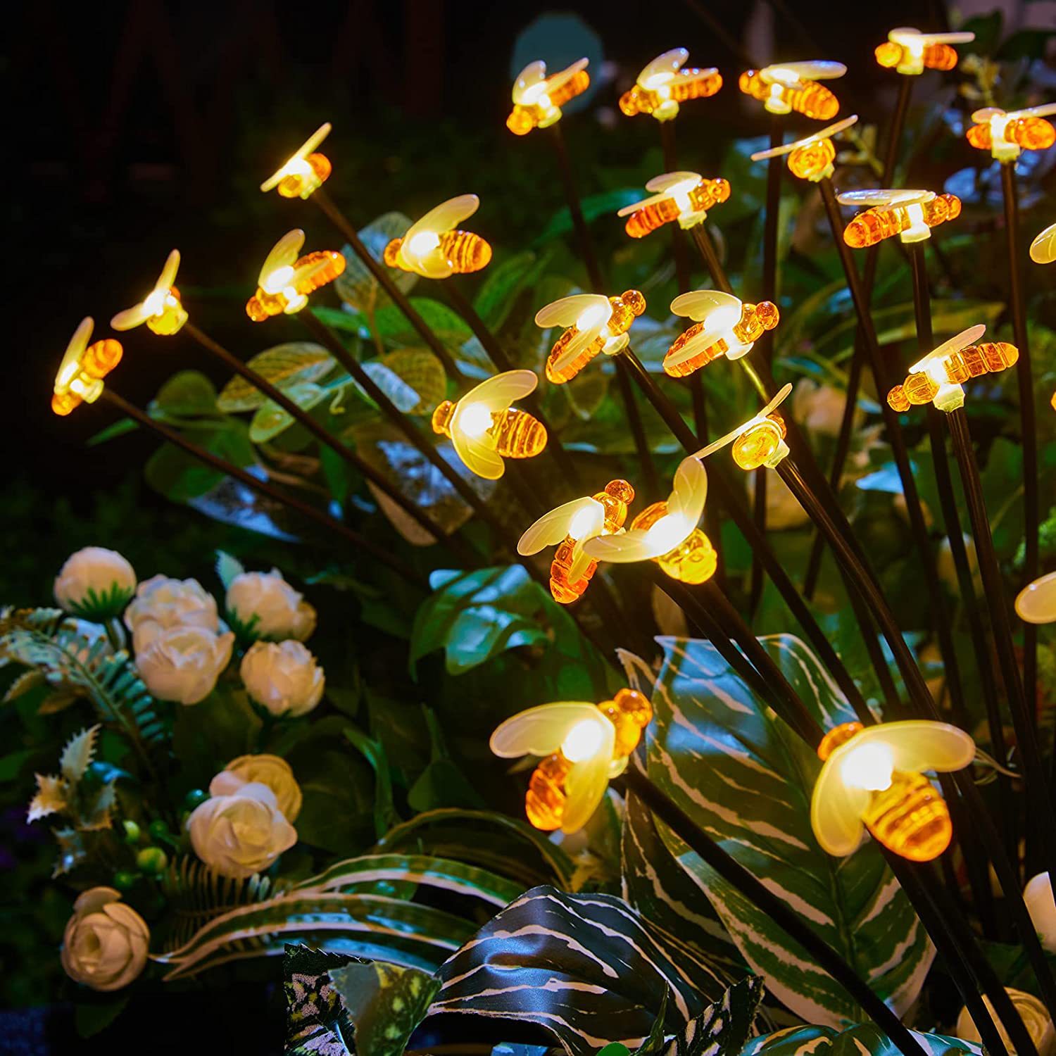 Solar-powered ground socket lights, little bee ground socket lights, scallion garden decorative lights, wind-blown ground socket lights, outdoor decorative lights details Picture