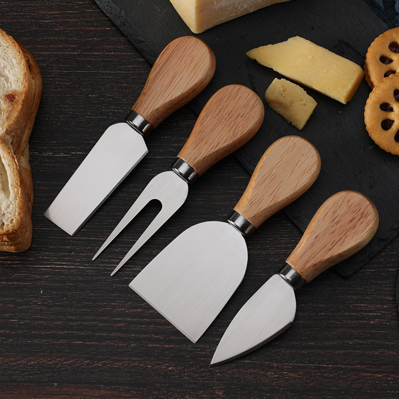 Factory shipment: Rubber wooden handle cheese tools, cheese knives, stainless steel cream and butter knives, cheese knife gift boxes Application Scenario