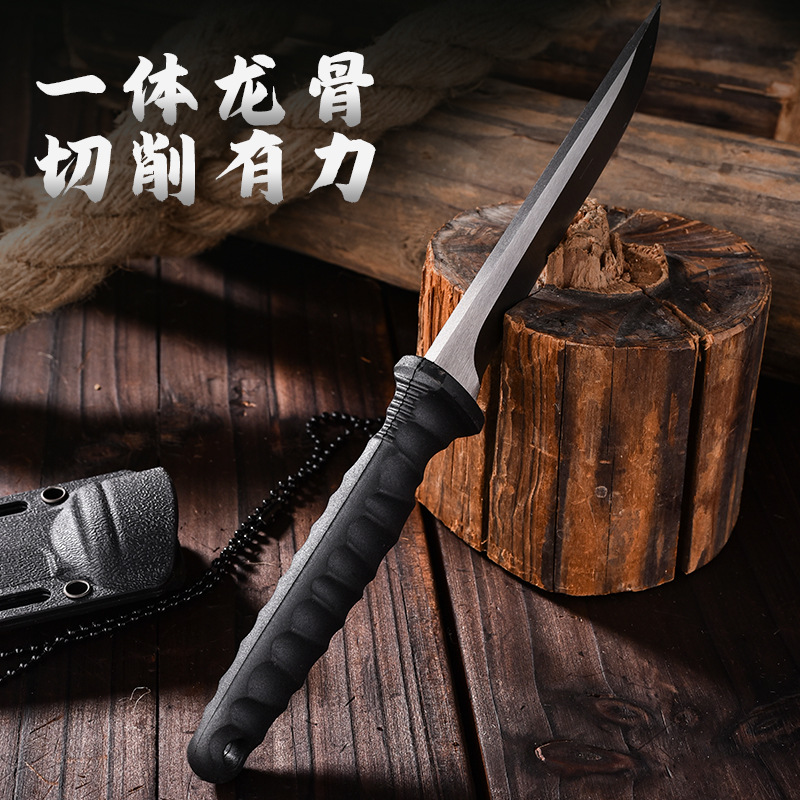 Outdoor multi-functional straight knife, camping K-sheath survival knife, portable small knife, outdoor knife, barbecue straight knife details Picture