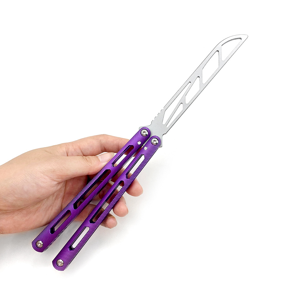 SF Suifeng Tsunami Integrated 7075 Aluminum Practice knife, Butterfly knife, unedged fancy training knife, portable tactics Item Picture