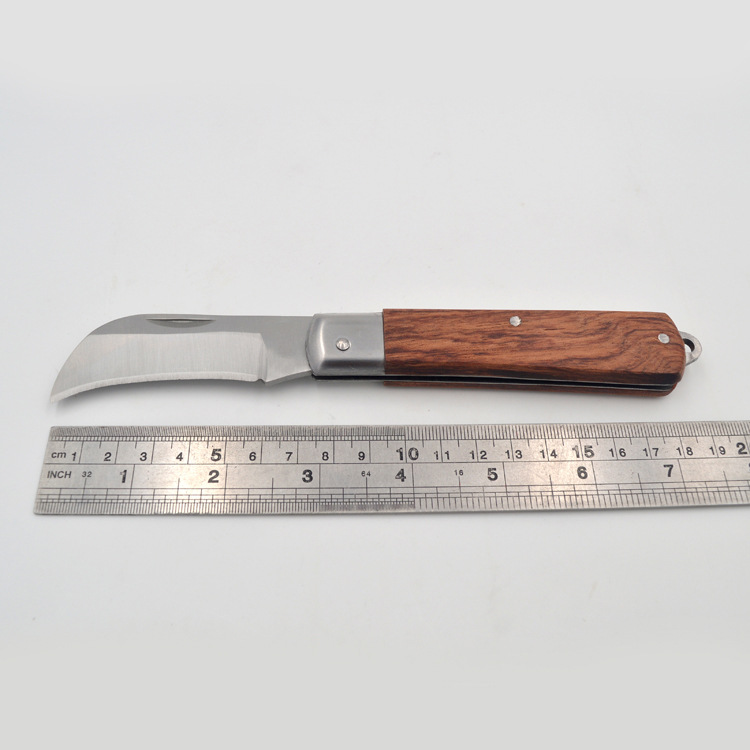 Electrician's knife, grafted knife, curved edge electrician's knife, straight edge electrician's knife, wooden handle electrician's knife, household knife Item Picture