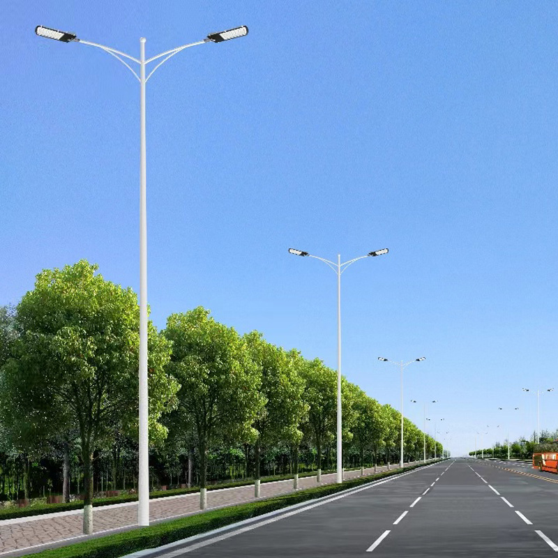 Outdoor double-arm street lamps for city power supply, 10m, 8m, 6m, hot-dip galvanized street lamp poles, 100WLED for highways, direct delivery from the manufacturer Specification drawing