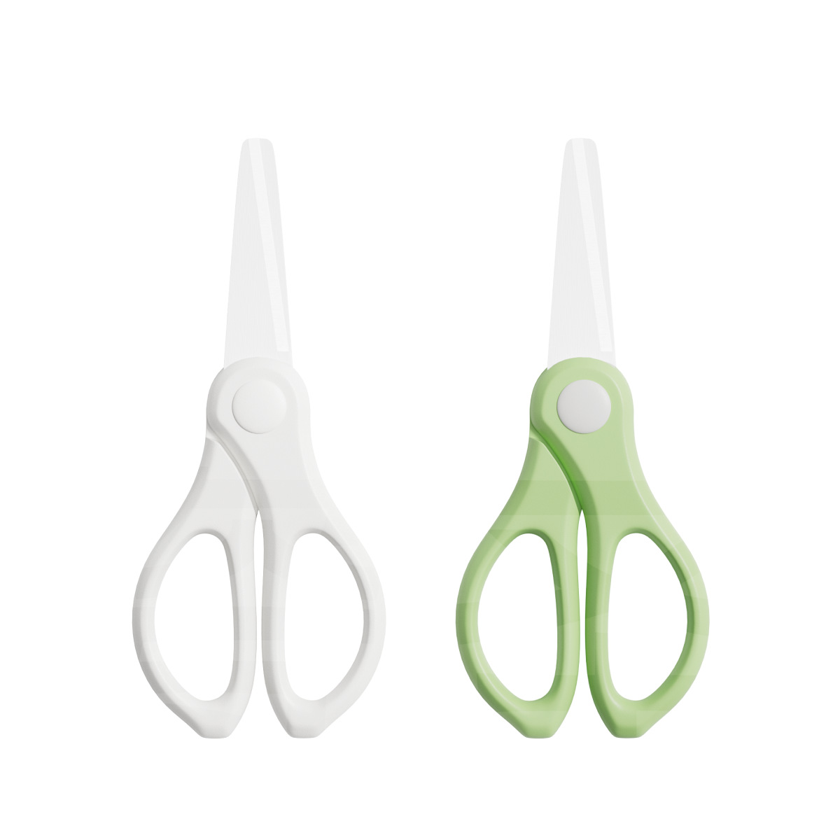 Portable and household ceramic baby food scissors with storage box clips for babies, children and infants, kitchen food scissors Item Picture