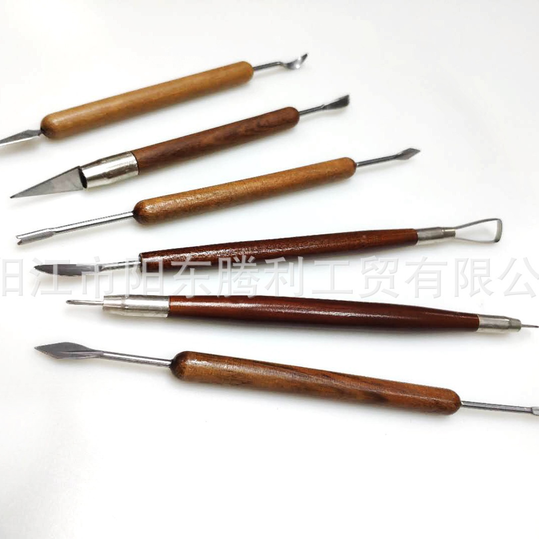 12-piece set of Halloween PP plastic wooden handle carving tools, pumpkin fruit carving knife, creative stainless steel Specification drawing