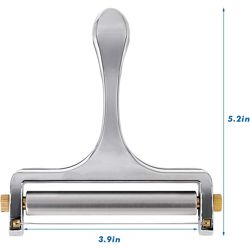 Cheese knife, slicing butter knife, multi-functional zinc alloy cheese knife, cheese butter cheese slicer, cheese roller knife Specification drawing
